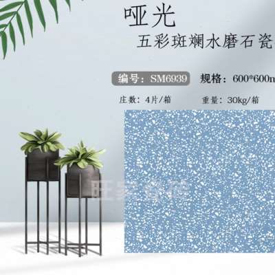 彩色水磨石600xl600瓷砖客厅阳台商铺餐饮酒吧连锁店防滑哑光地砖