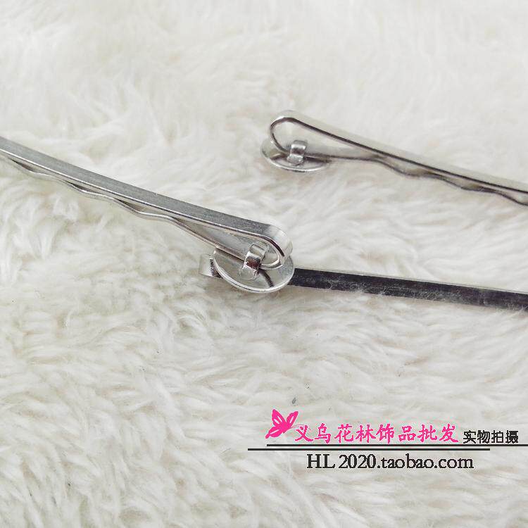 500个价DIY发饰配件发夹手工材料5cm带圆托圆盘5cm波浪套扣一字夹