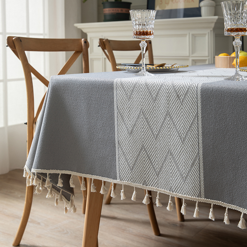 桌布布艺简约现代灰色p小清新棉麻北欧高级感法式长方形茶几台布