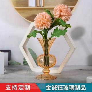 。Retro Green simple glass vase lDiving room flower arrangem