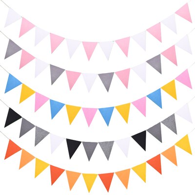 Colored Felt Cloth Garland Flags Bunting Wedding Birthday P
