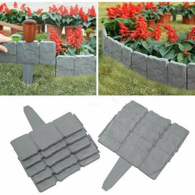 推荐10Pcs Garden Fence Edging Grey Home Garden Effect Stone