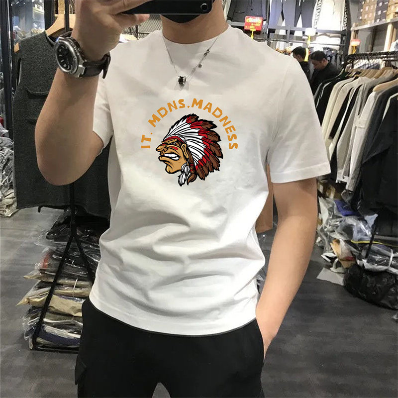 香港潮牌夏季休闲印花短袖T恤男士宽松时尚半袖潮流港式圆领上衣