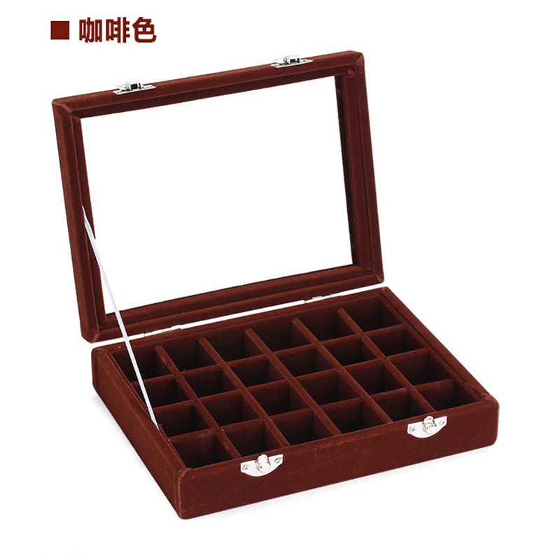 全绒12格小号珠宝箱 戒指项链珠宝箱 首饰收纳盒X 饰品展示盒