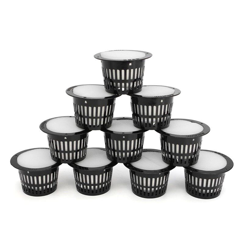 10Pcs Mesh Pot Net  Basket Hydroponic System Garden Plant Gr