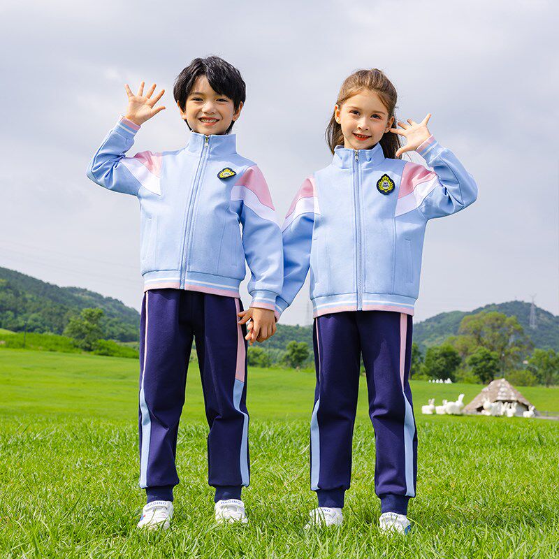 学院风天蓝色校服套装小学生春夏装新款男女儿童班服幼儿园服