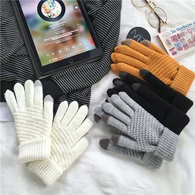 推荐Winter Screen Gloves Women Men Warm Stretch Knit Mittens