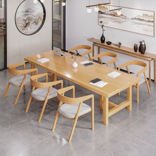 北欧实木办公桌大型会议桌长桌简约现代长方形工作台培训洽谈桌椅