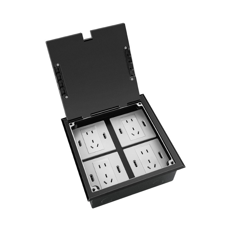 210开启式隐形地插不锈钢防水地面插座放四位86面板静电地板地插