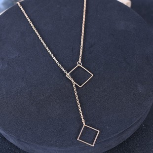 chain creative New square necklace气质毛衣链项 clavicle 推荐