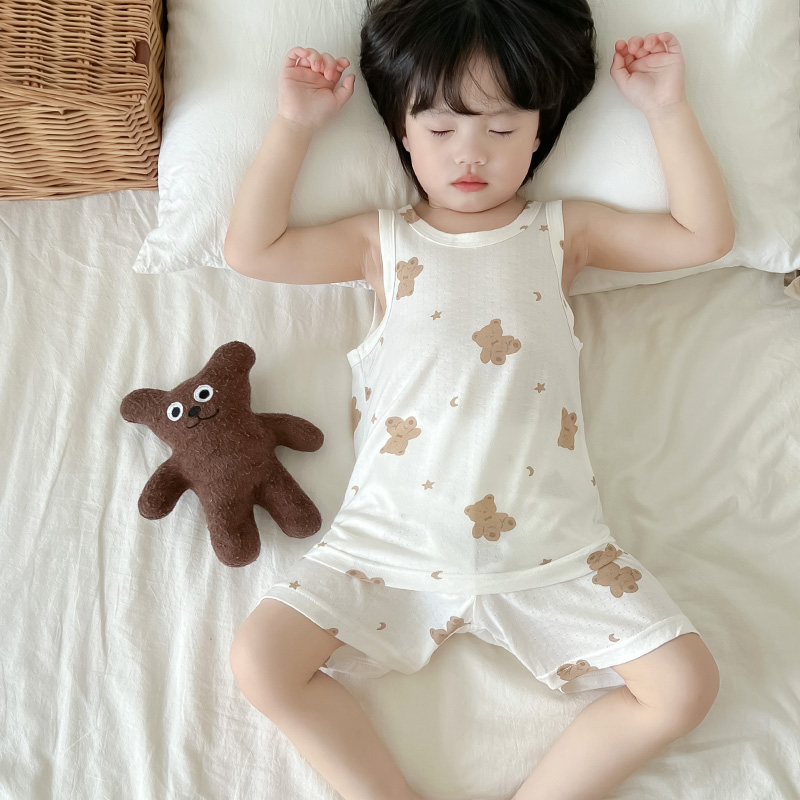 男童睡衣夏款儿童背心套装夏季薄款家居服小孩宝宝空调服男宝睡袋