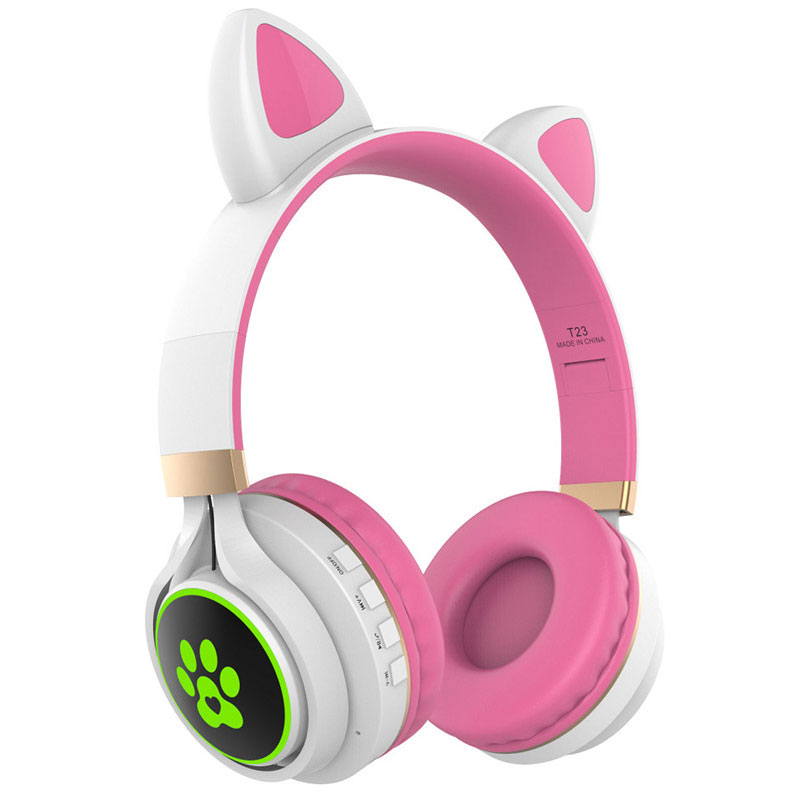 推荐Stereo Music Earbud Earphone T23 Led Cute Cat Ears For K