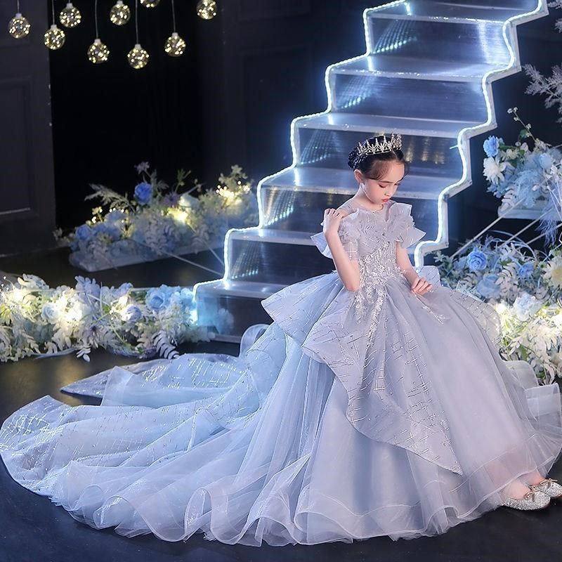 儿童小众礼服拖尾走秀蓬蓬纱公主裙女童高端主持人花童钢琴演出服,童装/婴儿装/亲子装,儿童礼服,淘宝优惠券,粉丝福利购,淘宝优惠卷