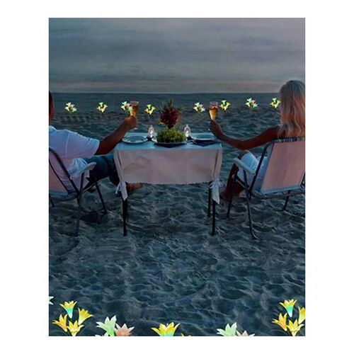 Solar 4 LED Color Changing Light Lily Flower Garden Stake La