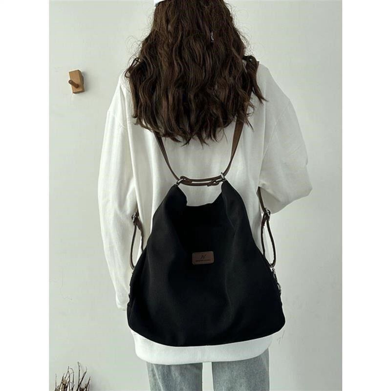 三用背包2024新款双肩包书包女大学生帆布包女单肩斜挎包流行质感