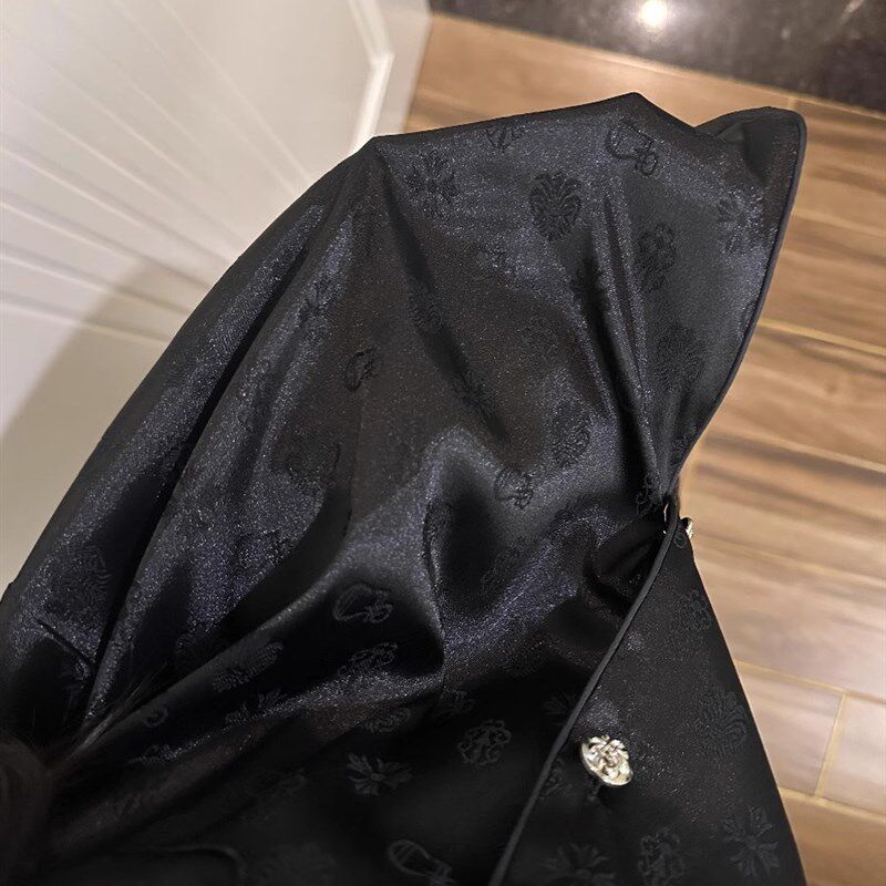 法式黑色高级感绸缎面冰丝睡衣女款春秋款新款长袖长裤家居服套装