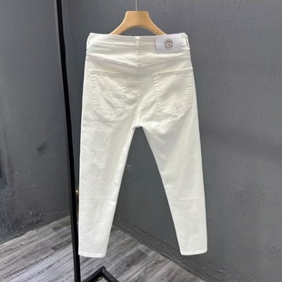 九分牛仔裤 新款 潮流修身 夏季 弹力休闲9分裤 纯黑色男士 小脚裤 薄款