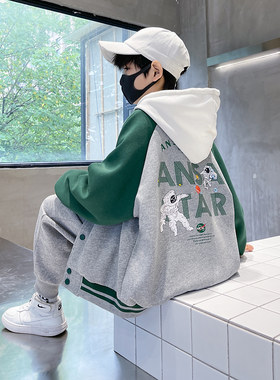 男童外套春秋款2022新款潮大童秋装夹棉加绒加厚儿童棒球服秋冬季