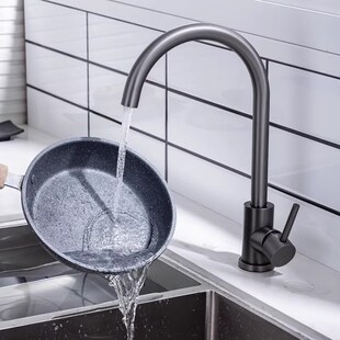 德国枪灰色304不锈钢厨房冷热水龙头洗菜盆洗碗池水槽龙头可旋转