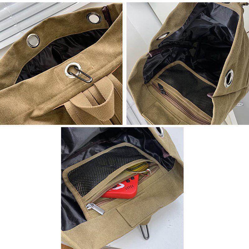 男士双肩包男式背包2024新款包包男款旅行帆布男包休闲户外水桶包