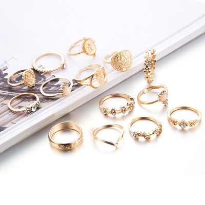 速发Tocona 15 Pcs/set Boho Virgin Mary Gold Rings for Women