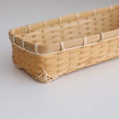 手艺人手作竹制品竹编器皿长形收纳筐餐具筷Q子茶叶包小物收纳盒