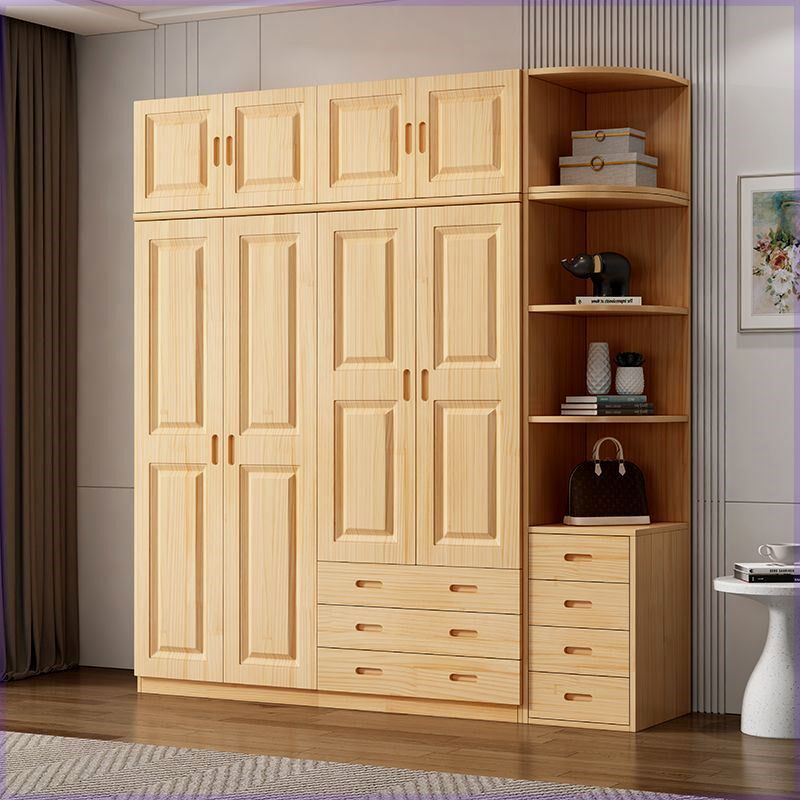 松木衣柜家用卧室原木全实木简约现代小户型经济型儿童大衣橱储物
