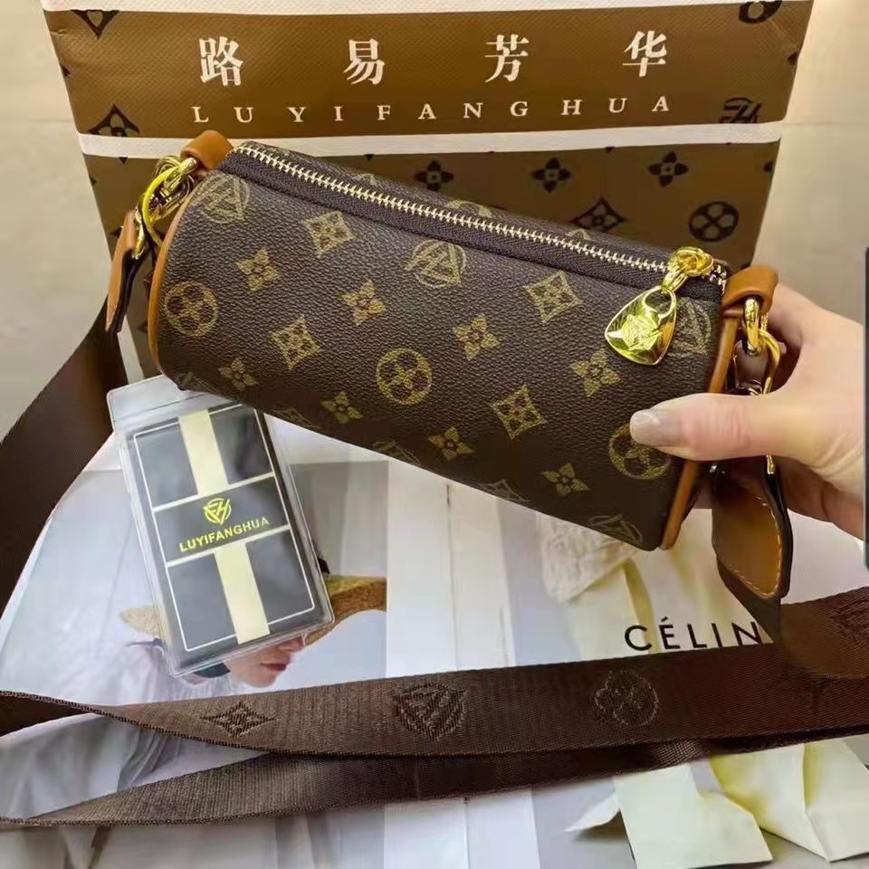 包包新款2021路易芳华笔筒包圆柱形腋下包百搭单肩斜跨包圆筒包女