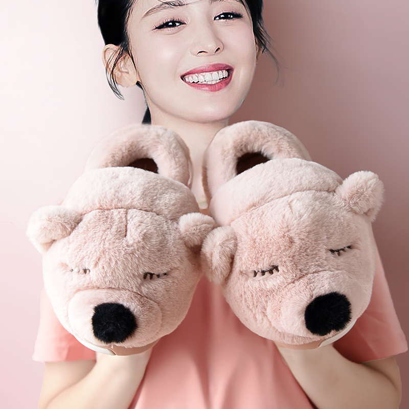 冬天棉拖鞋女可爱包跟毛绒家居情侣D厚底冬季月子鞋室内保暖毛拖