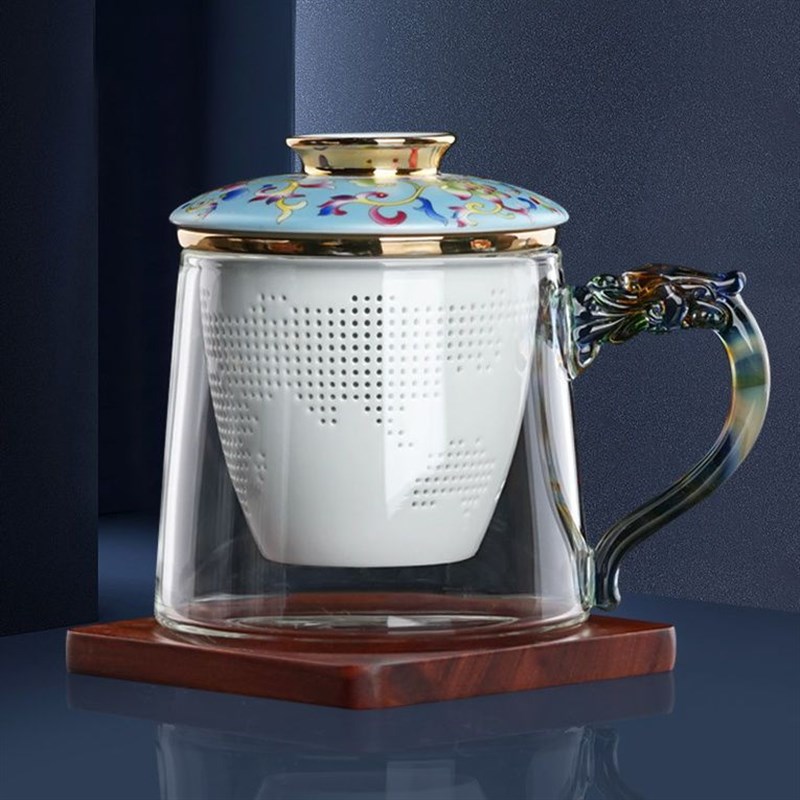 九河祥龙玻璃杯带把耐高温泡茶杯家庭喝水杯子具家用客厅水壶茶具