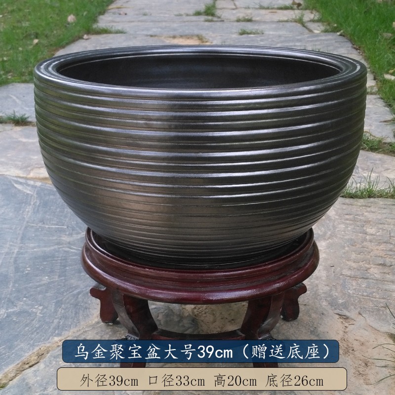 速发聚宝盆景德镇高温陶瓷鱼缸睡莲荷花水培盆风水镇宅水缸金鱼乌
