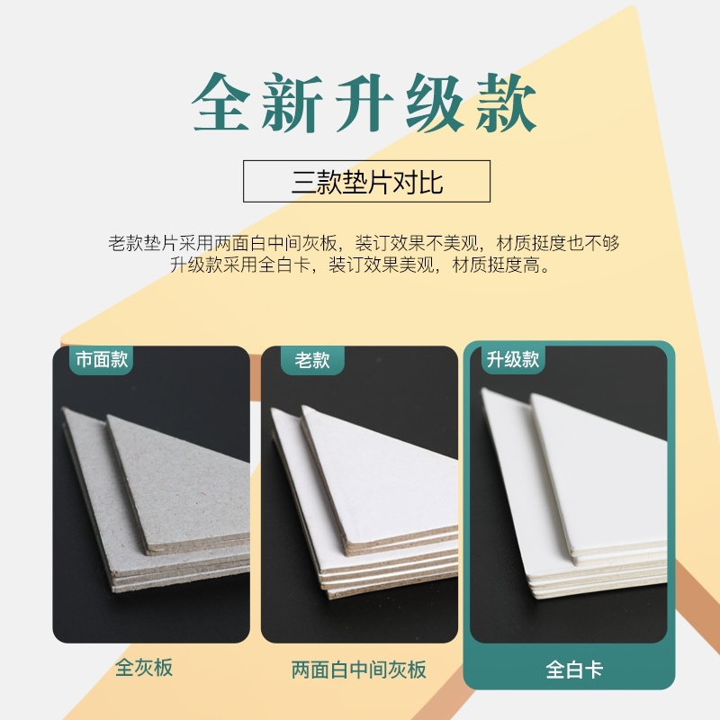 凭证装订三角垫片纸板全白卡长方形三角垫片会计财务填充直角长条