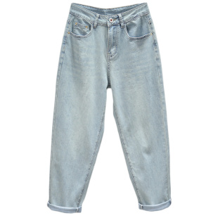 新款 2023秋e季 潮流时尚 女欧货宽松显瘦百搭哈伦裤 罗卜 浅色牛仔裤