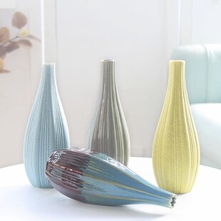 小清新陶瓷花瓶现代简约客厅花插花瓶假花干花花器家居装饰品摆件