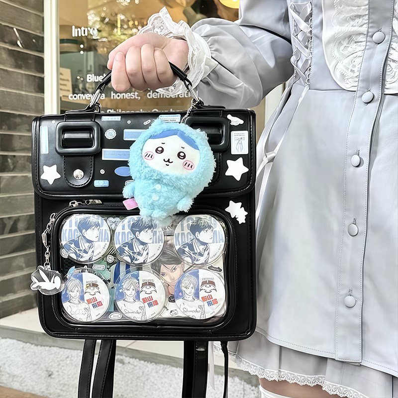 小食量痛a包斜跨双肩包女日常学生透明社畜卡吧唧谷子包大容量