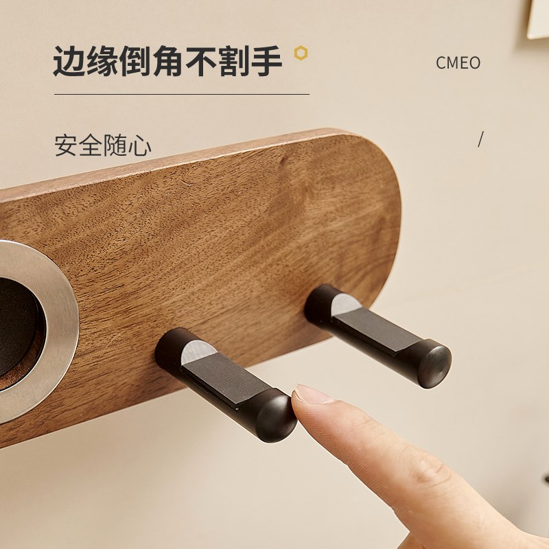 黑色吹风机置物架免打孔浴室电吹风架卫生间风筒挂收纳架子胡桃木