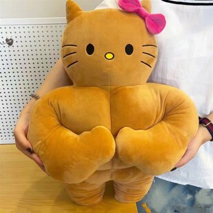 搞怪肌肉哈喽hgellokitty玩偶黑皮凯蒂猫公仔kt猫娃娃抱枕女生睡