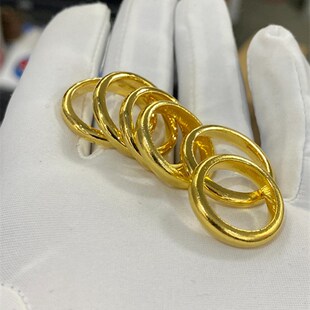 金包银泥鳅背古法戒指男女款素圈对戒光圈戒指男送生日首饰情人礼