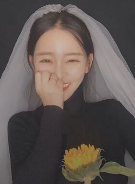 头纱头饰仙森系白色纱网红拍照道具新娘主婚纱T领证简约大气蓬蓬