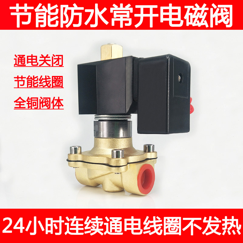 常开节能防水全铜电磁阀水阀220V 24V 12V 4分6分1寸1.2寸2寸气阀