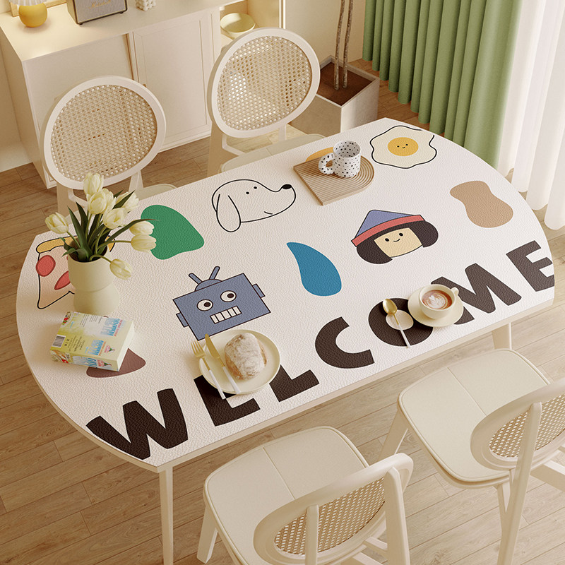 卡通椭圆形桌布防水防油免洗防烫皮革可折叠伸缩圆形餐桌垫茶几垫,居家布艺,桌布,淘宝优惠券,粉丝福利购,淘宝优惠卷