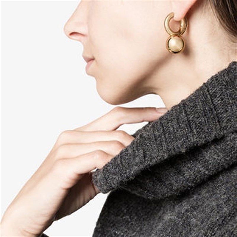 珍珠耳环圆脸欧i美黄铜18K珍珠耳圈耳钉女士流行气质法式耳环