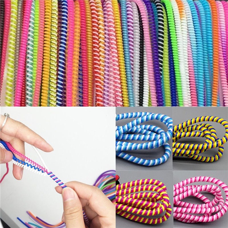 10Pcs/lot Spiral SB Data Charger Cable Cord Protector Wrap C