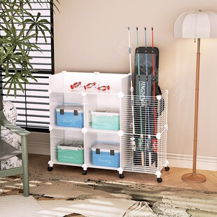 家用渔具收纳柜多功能鱼竿摆放架路亚竿鱼竿放置免打孔展示置物架