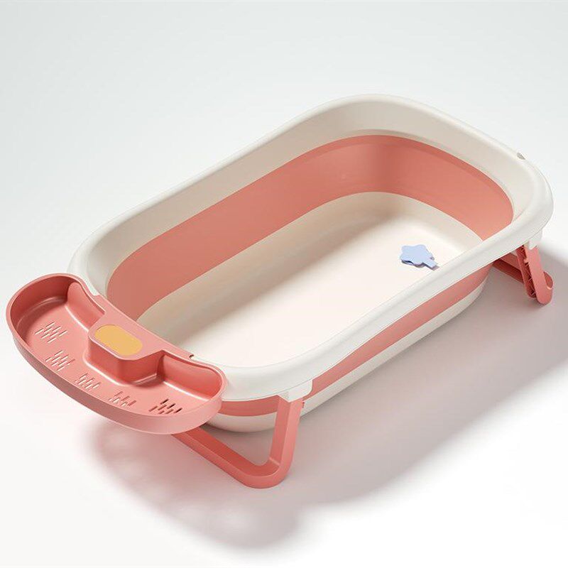 折叠洗澡盆带新款托盘折叠洗澡盆婴儿洗澡盆大号浴桶浴盆坐躺小孩