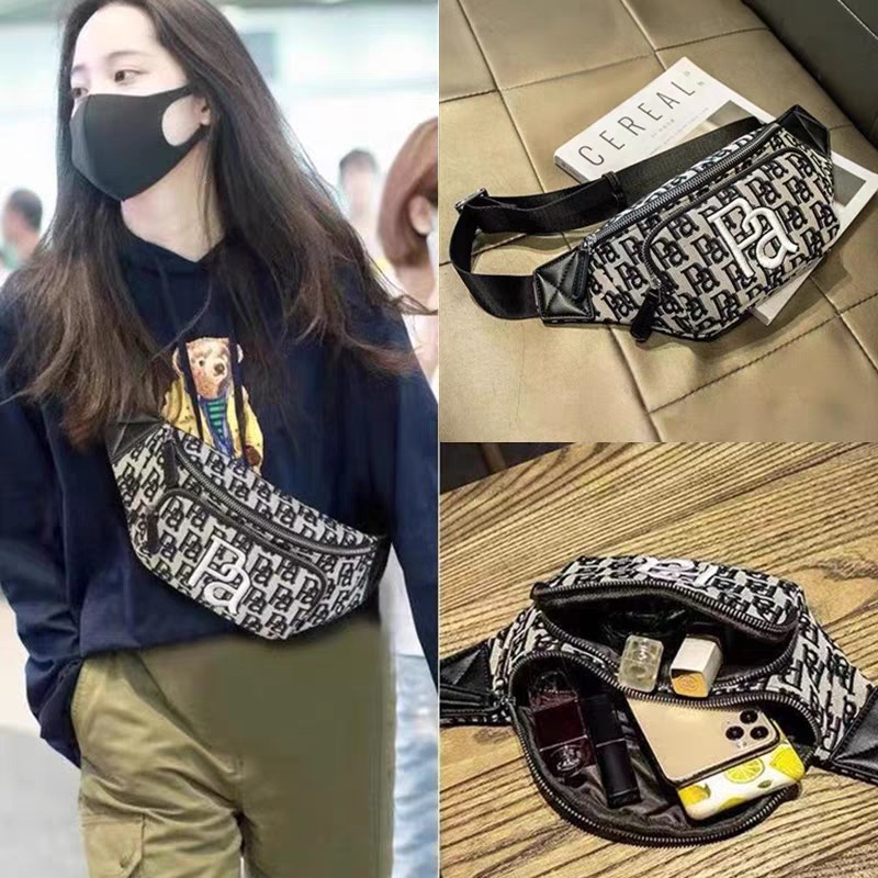 百搭包包女2024新款刺绣时尚帆布胸包休闲小包包单肩斜挎包腰包女
