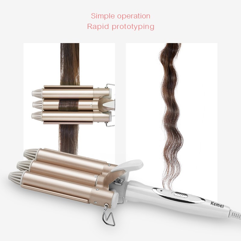 Kemei Hair Curlersp Looper Hair Has 3 Heads Crimper Corrugat