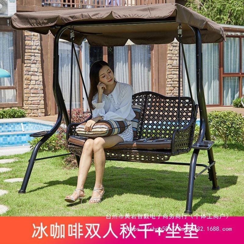 秋千户外庭院家用吊椅双人摇椅室内儿童室外阳台吊篮椅铁艺荡秋千