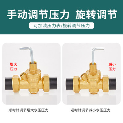 20/25PE水管减压阀家用4/6分接头净热水器自来水管道可调式稳压阀