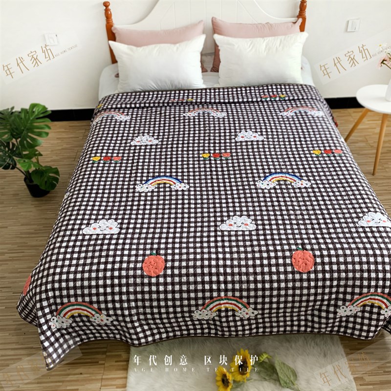 OF9D批d发AB版透气被 空调床盖床垫沙发铺炕垫 绗缝多用夹棉被床